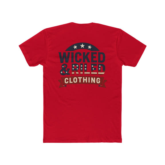 Wicked & Riled Clothing Tee Patriotic Vintage Logo Crewneck - Wicked & Riled Clothing