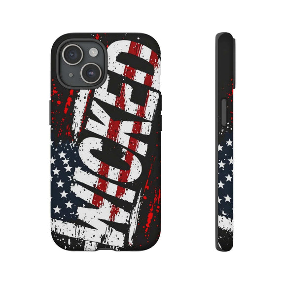 Distressed American flag phone case with "VETERAN" graphic for rugged protection by Printify.