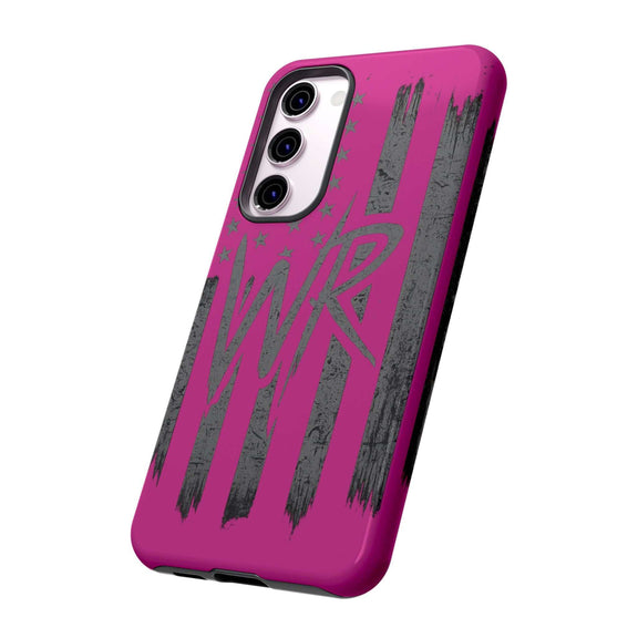 Pink 'WR' Flag Tough Phone Case by Printify featuring a durable design and vibrant flag print.