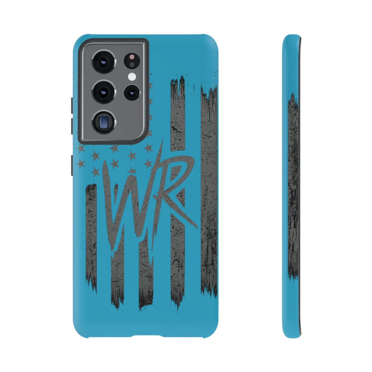 Patriotic blue 'WR' flag tough phone case by Printify, showcasing a durable design with vibrant colors and flag details.