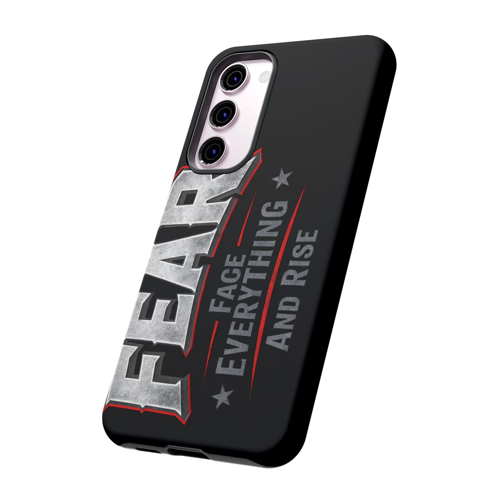 Fear Face Everything and Rise Phone Case by Printify, featuring a motivational design on a sleek phone cover.