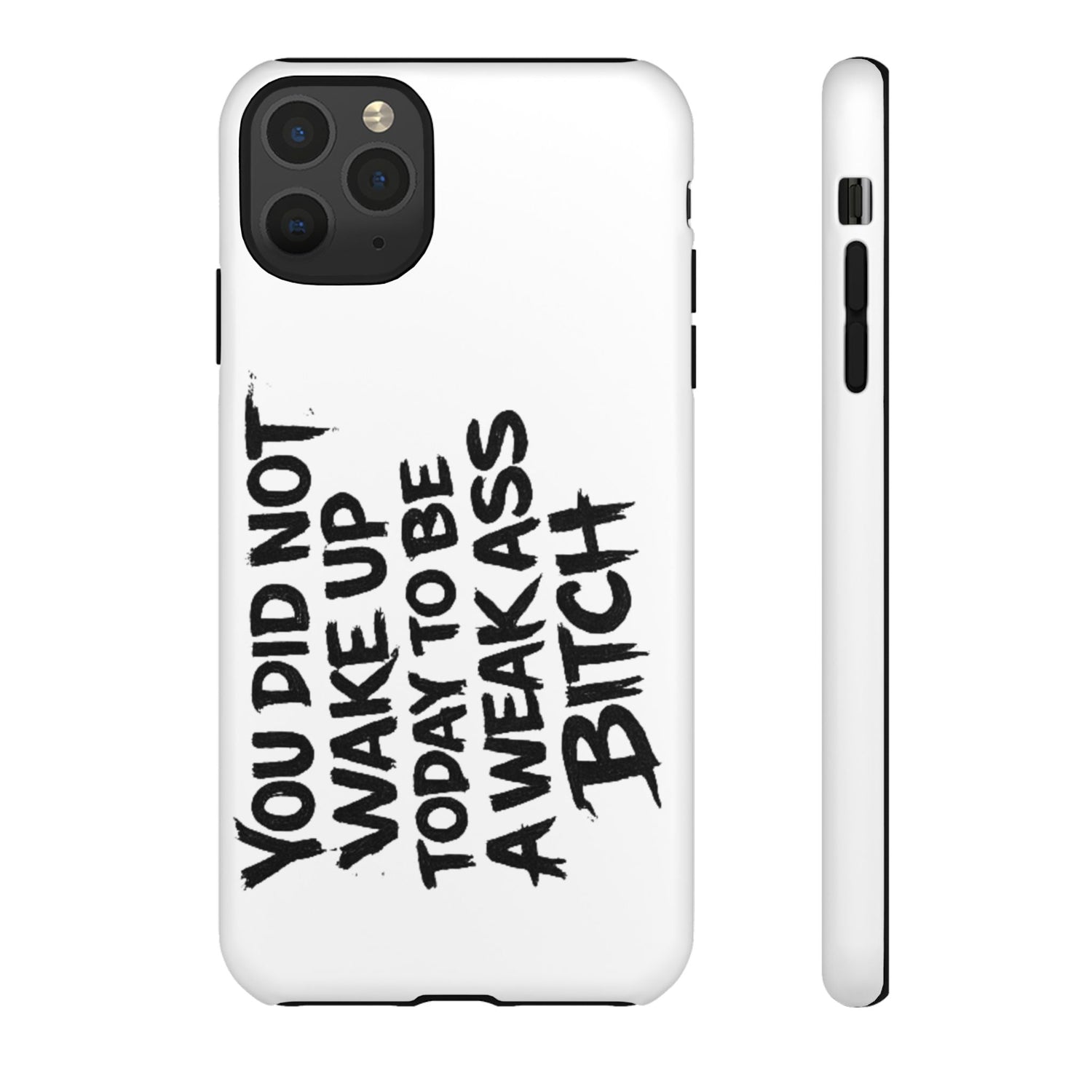 Phone case with bold motivational typography, dual-layer shock protection, and UV-resistant full-wrap design.