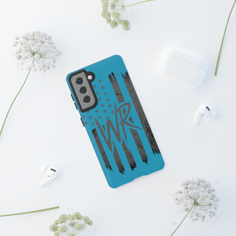 Patriotic blue 'WR' flag tough phone case by Printify, featuring a durable design with vibrant flag graphics.