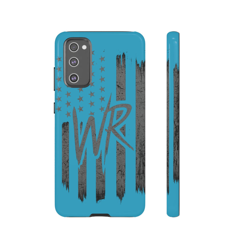 Patriotic blue 'WR' flag tough phone case by Printify with durable design and vibrant colors.