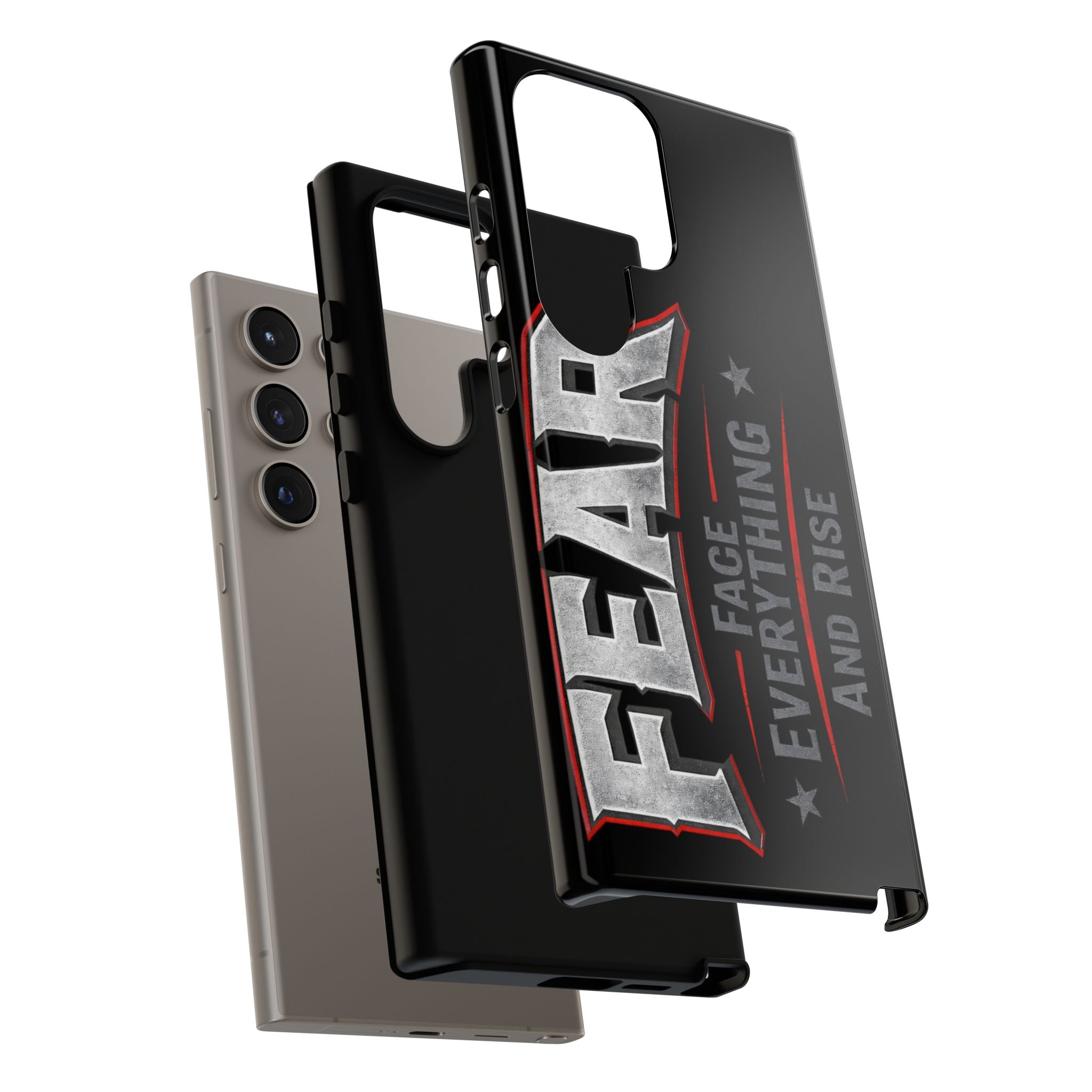 Fear Face Everything and Rise Phone Case by Printify featuring a motivational design and durable protection for smartphones.