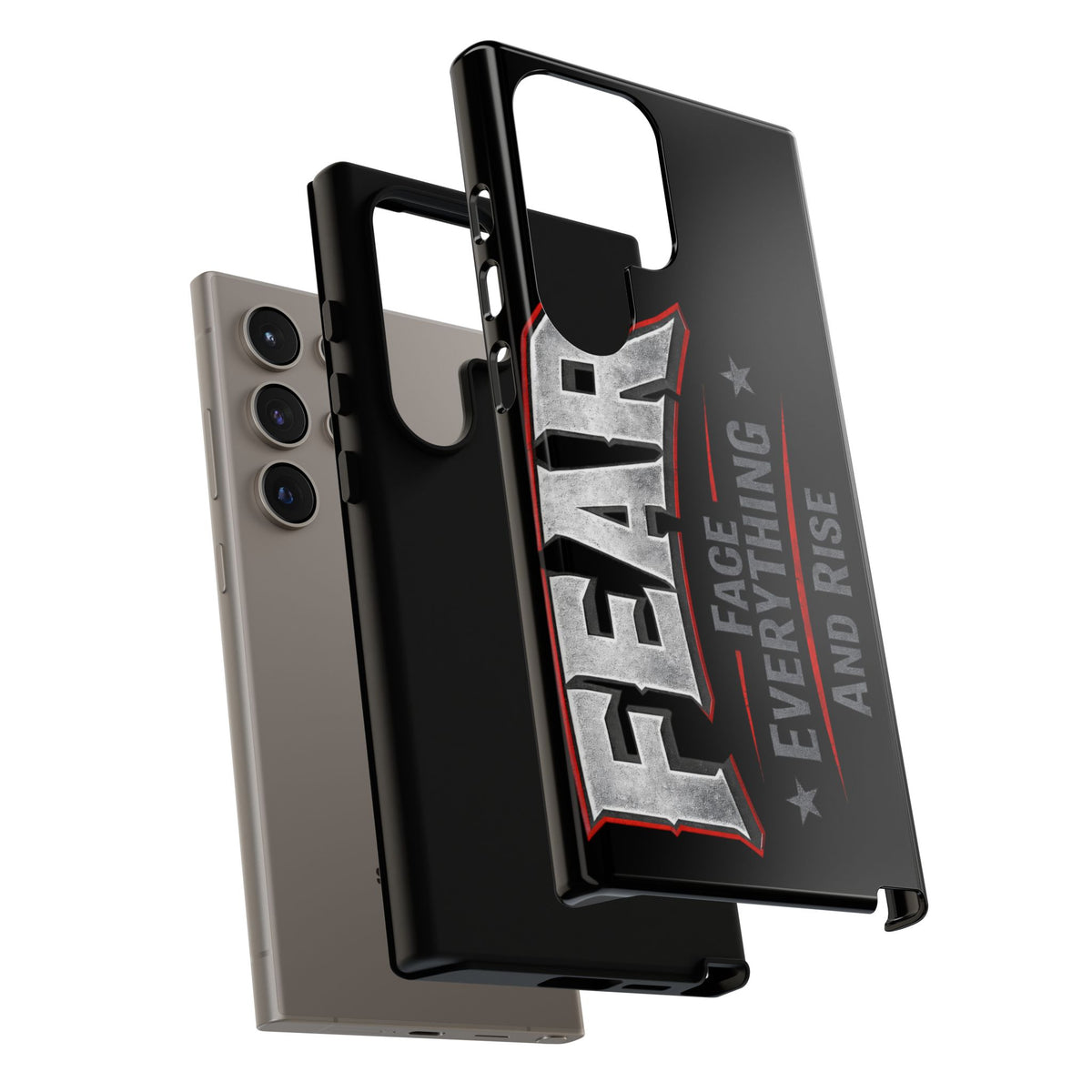 Fear Face Everything and Rise Phone Case by Printify featuring a motivational design and durable protection for smartphones.