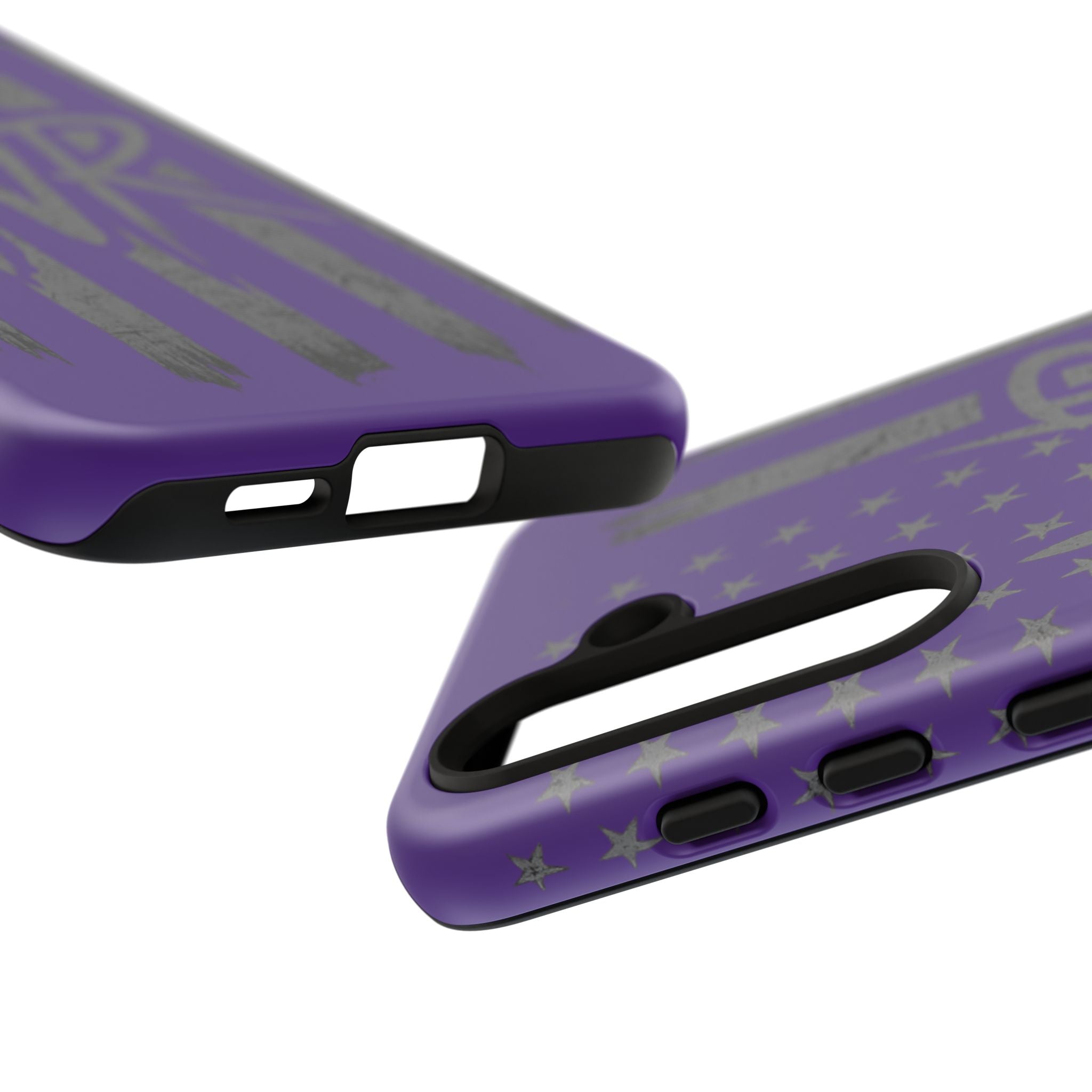 Purple 'WR' flag tough phone case by Printify with durable design and textured surface for enhanced grip.