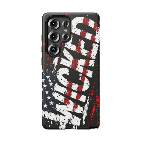 Distressed American Flag phone case with "VETERAN" graphic, designed for rugged protection by Printify.