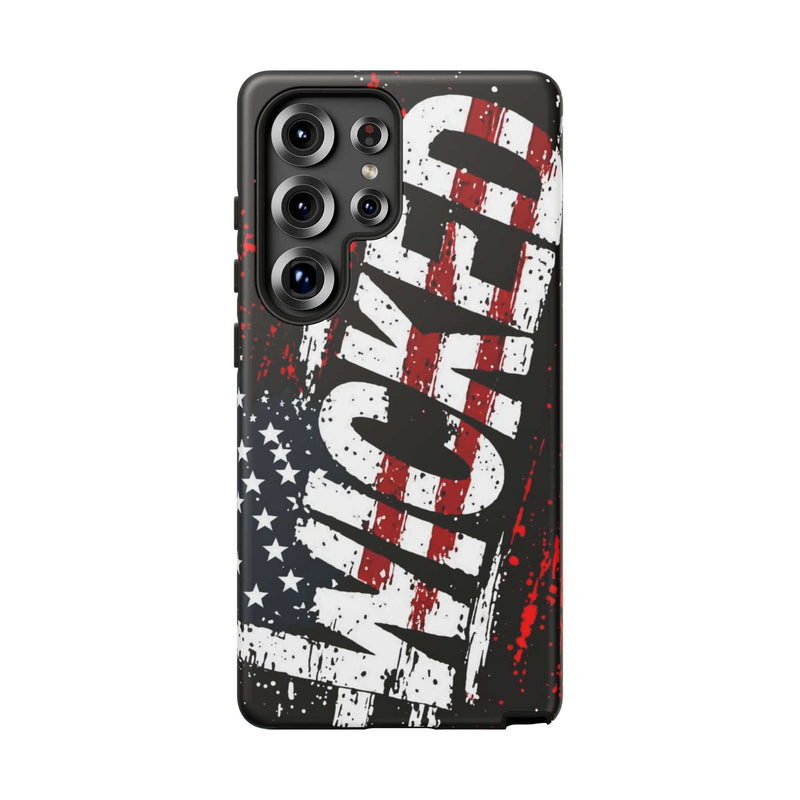 Distressed American Flag phone case with "VETERAN" graphic, designed for rugged protection by Printify.