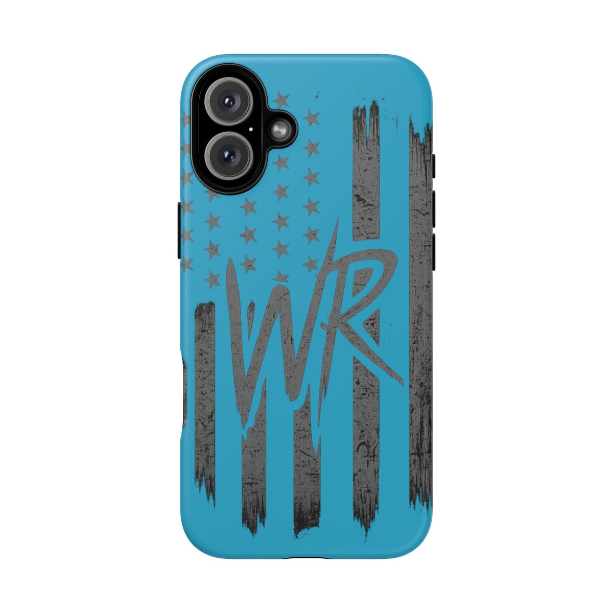 Patriotic blue 'WR' flag tough phone case by Printify, showcasing a durable design with vibrant colors and flag pattern.