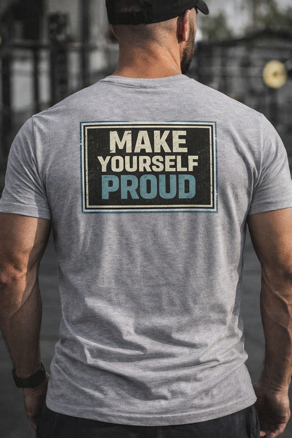 Make Yourself Proud Tee lightweight cotton crew neck motivational graphic t-shirt with bold back print
