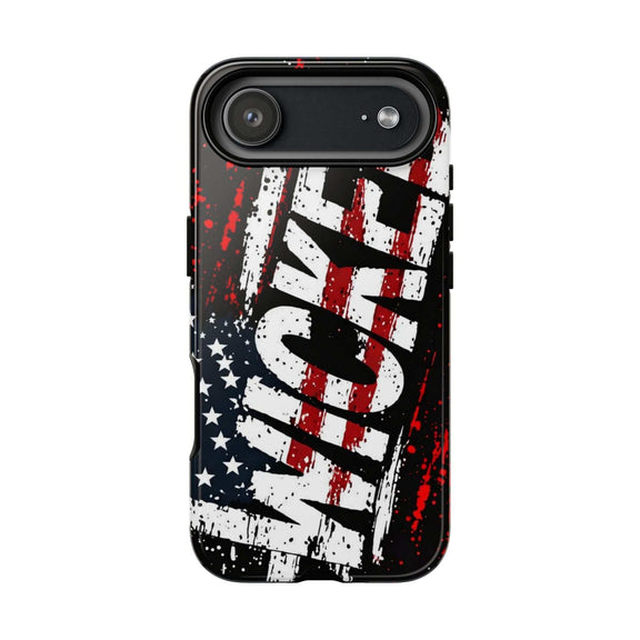 Distressed American flag phone case with "VETERAN" graphic by Printify, showcasing rugged, patriotic design.