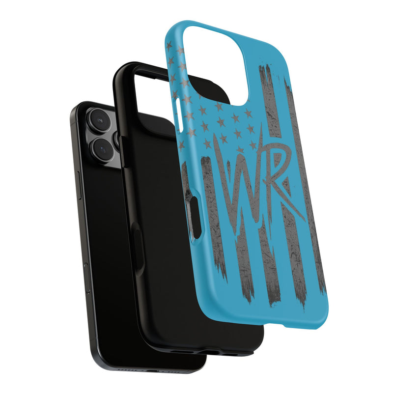 Patriotic blue 'WR' flag tough phone case by Printify, featuring a durable design with vibrant flag graphics.