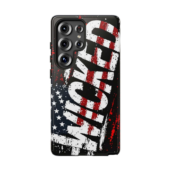 Distressed American flag phone case with "VETERAN" graphic, showcasing rugged design for patriotic protection by Printify.