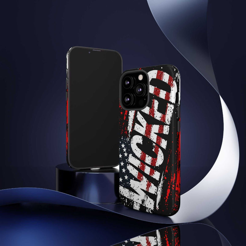 Distressed American Flag phone case featuring "VETERAN" graphic by Printify, showcasing rugged patriotic design.