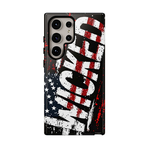 Distressed American flag phone case featuring "VETERAN" graphic by Printify, offering rugged patriotic protection.