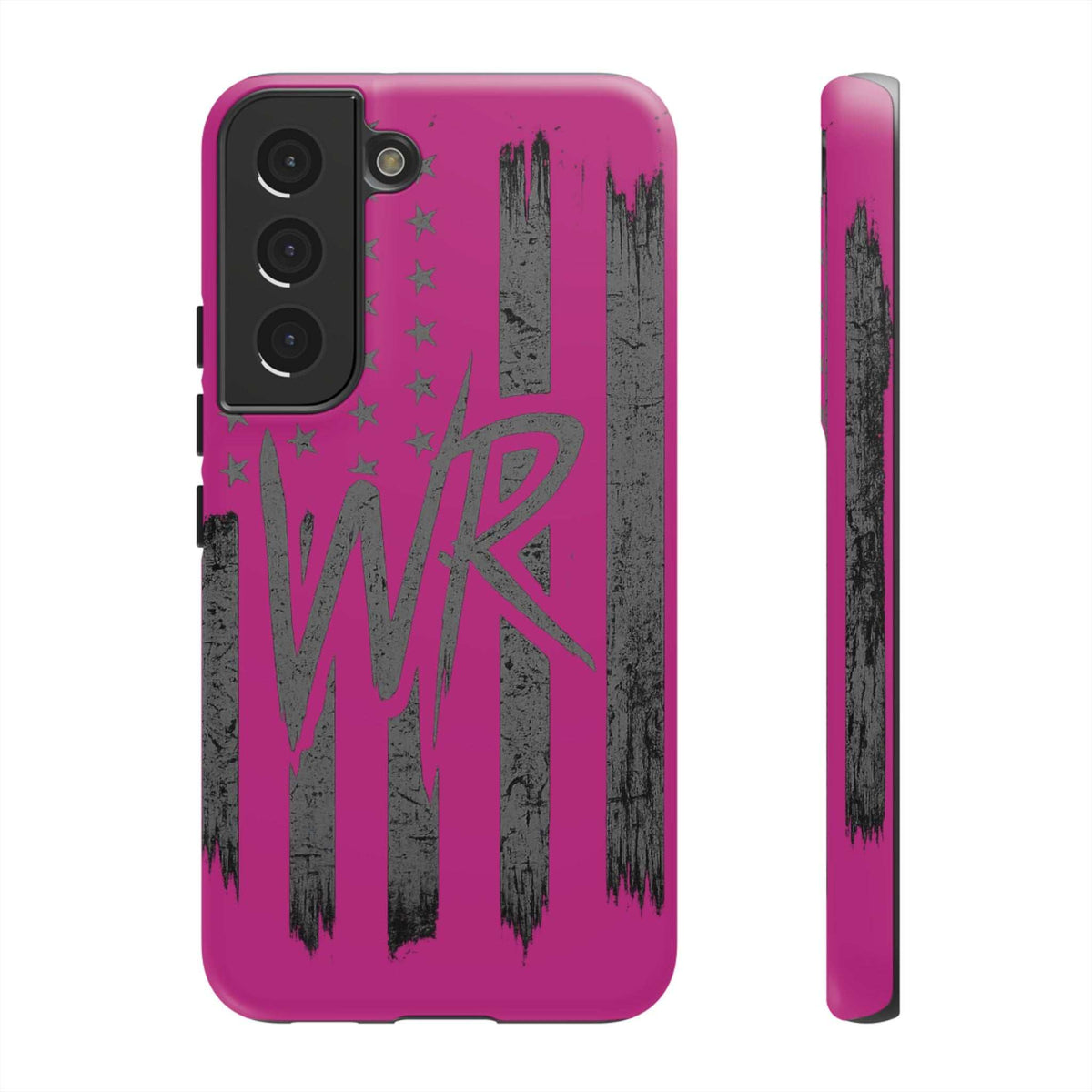 Pink 'WR' Flag Tough Phone Case by Printify, featuring a vibrant flag design and durable construction for protection.
