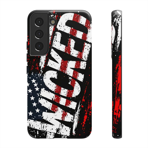 Distressed American flag phone case with "VETERAN" graphic by Printify, showcasing rugged patriotic design and protection.