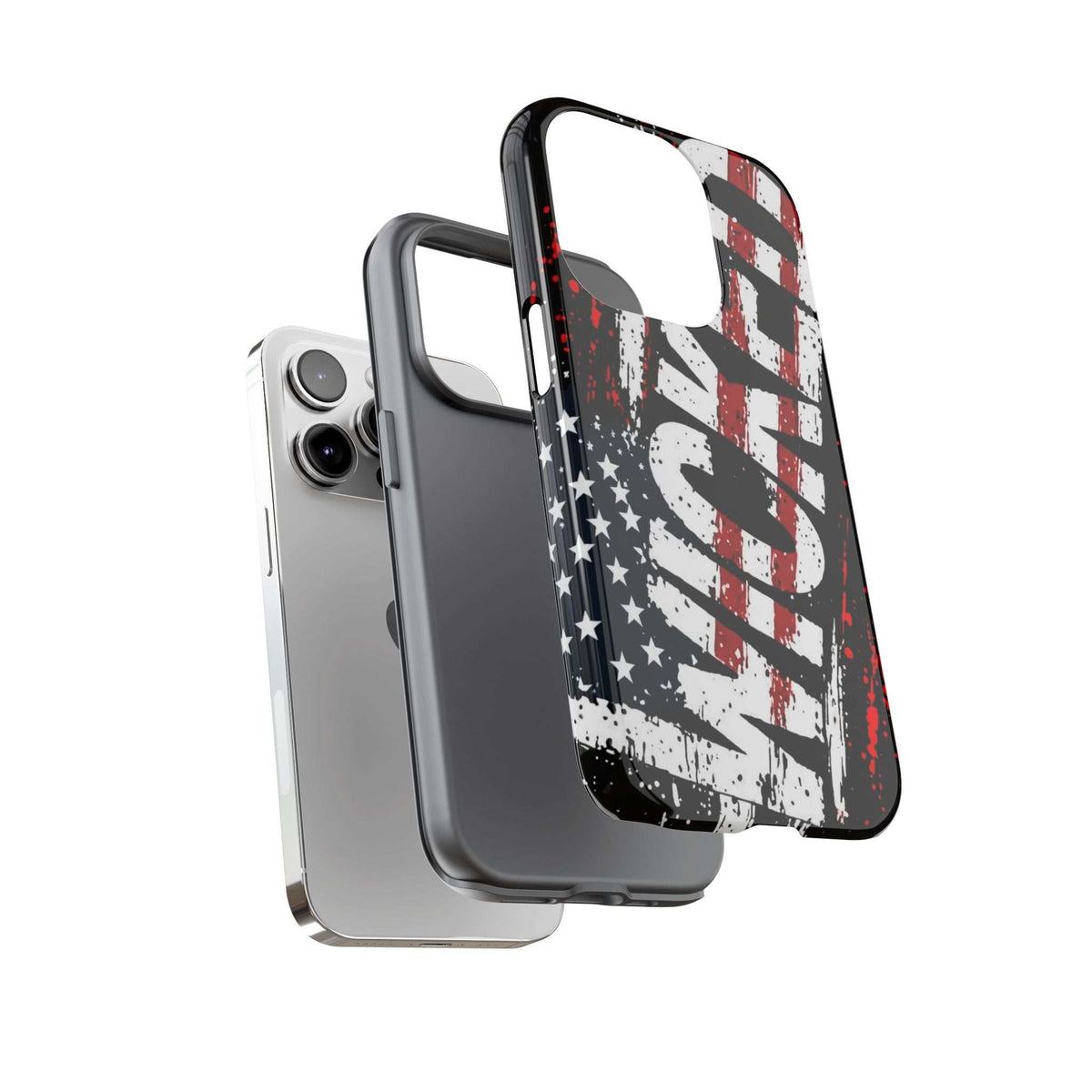 Distressed American flag phone case with "VETERAN" graphic, rugged design by Printify for protective phone coverage.