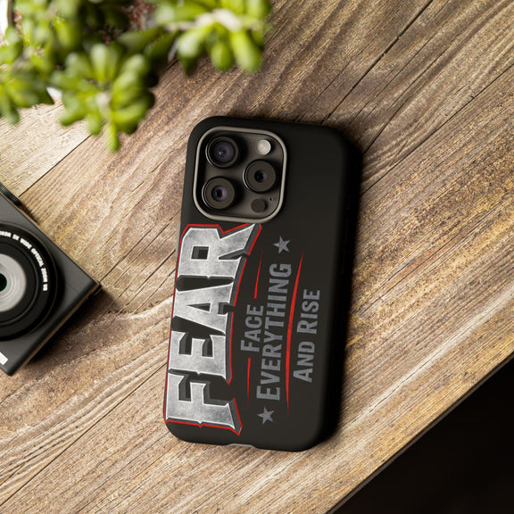 Fear Face Everything and Rise Phone Case by Printify featuring a striking design and durable protective material.