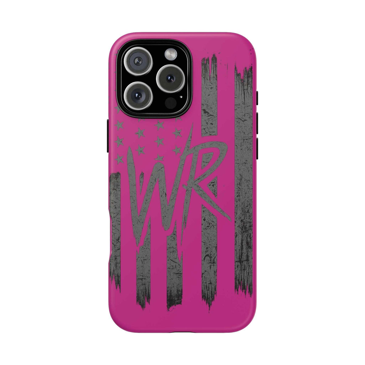 Pink 'WR' Flag Tough Phone Case by Printify, featuring a durable design with a vibrant flag pattern.