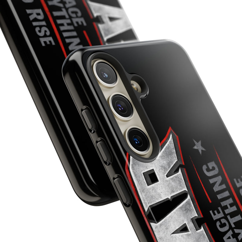 Fear Face Everything and Rise phone case by Printify featuring a bold graphic design on a sleek phone case.