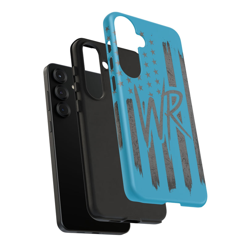 Patriotic blue 'WR' flag tough phone case by Printify, featuring a durable design with vibrant colors and sturdy protection.