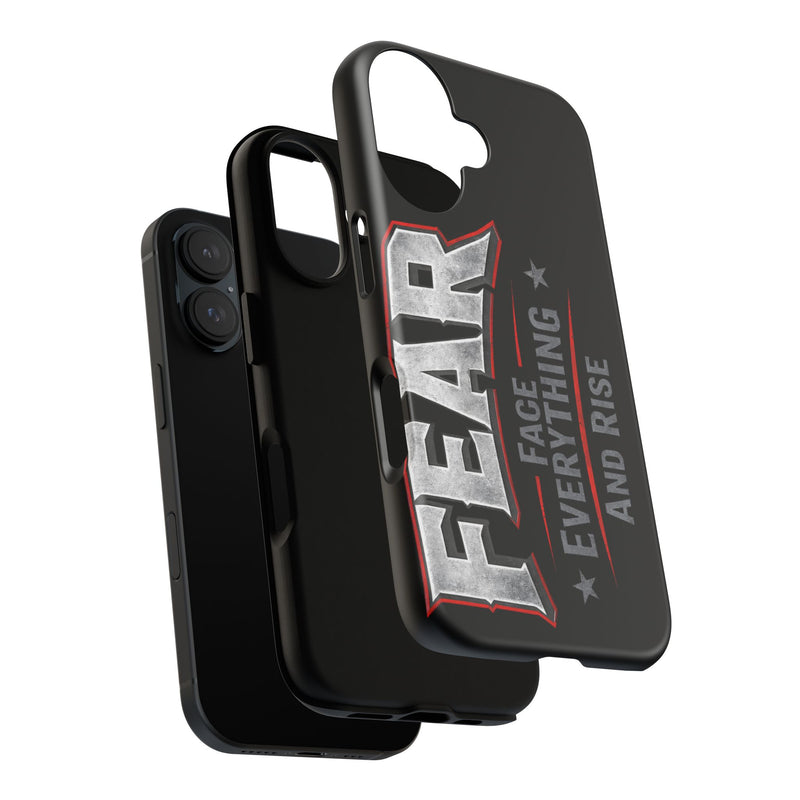 Fear Face Everything and Rise phone case by Printify, featuring a bold graphic design on a sleek protective case.