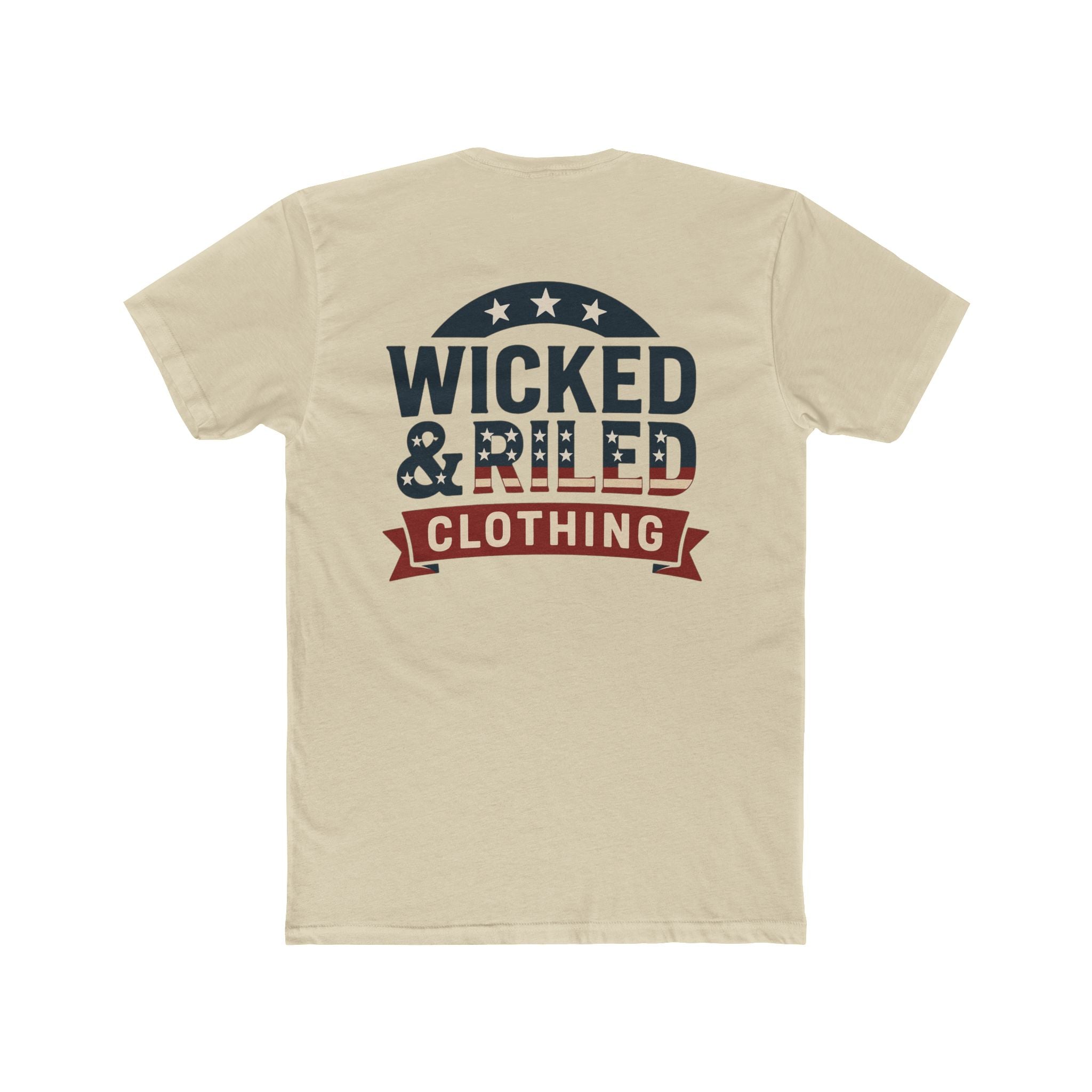Wicked & Riled Clothing Tee Patriotic Vintage Logo Crewneck