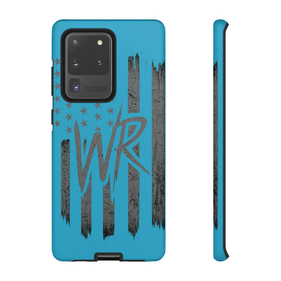 Patriotic Blue 'WR' Flag Tough Phone Case by Printify, featuring a durable design with a vibrant flag pattern.