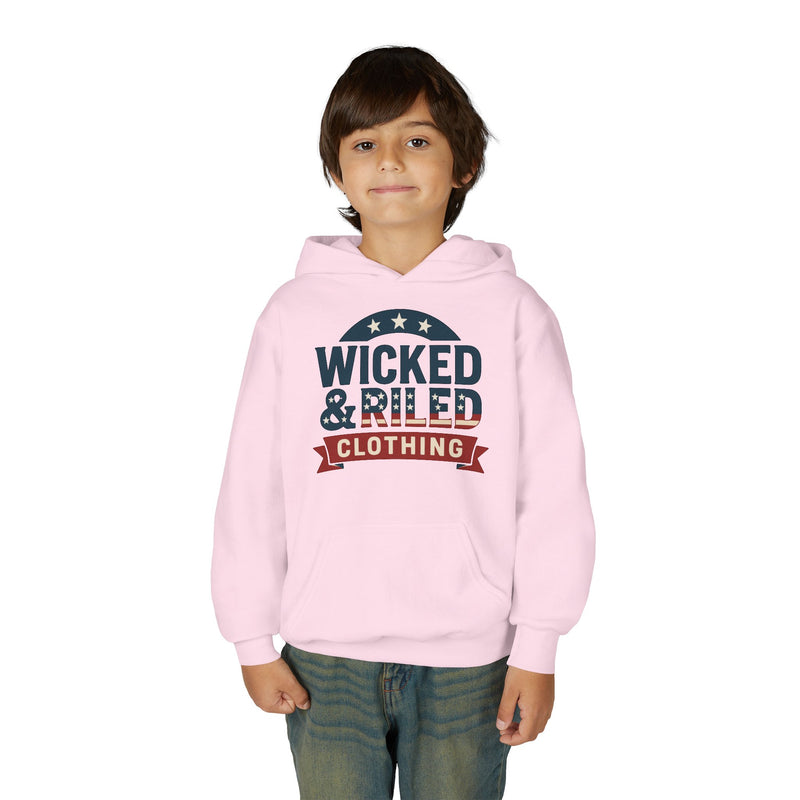 Wicked & Riled Youth Hoodie Patriotic Vintage Logo Sweatshirt - Wicked & Riled Clothing