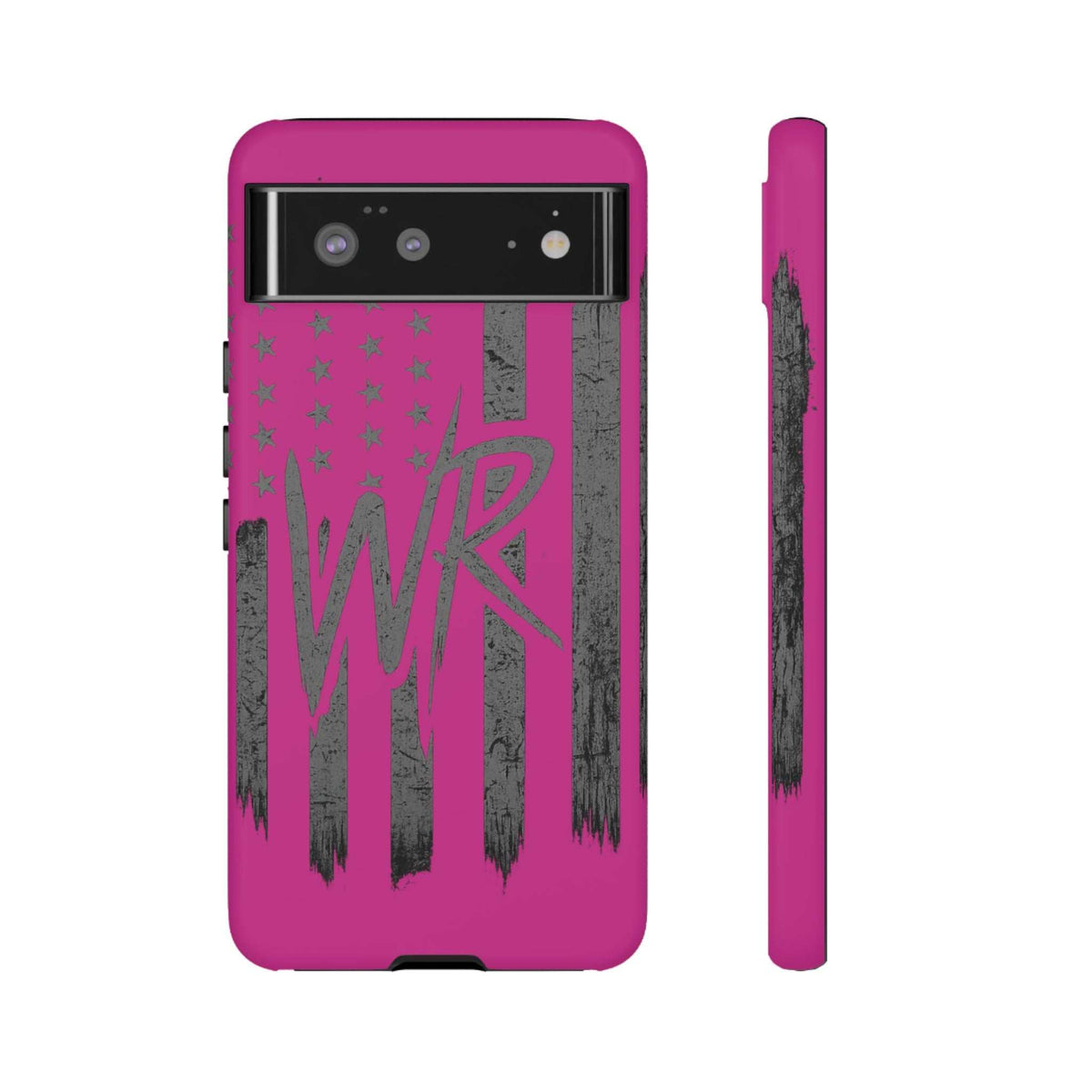 Pink 'WR' Flag Tough Phone Case by Printify with durable design and bold flag graphic for enhanced protection.