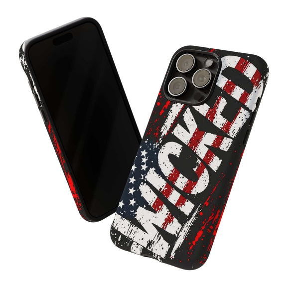 Distressed American flag phone case featuring "VETERAN" graphic by Printify, showcasing rugged patriotic design.
