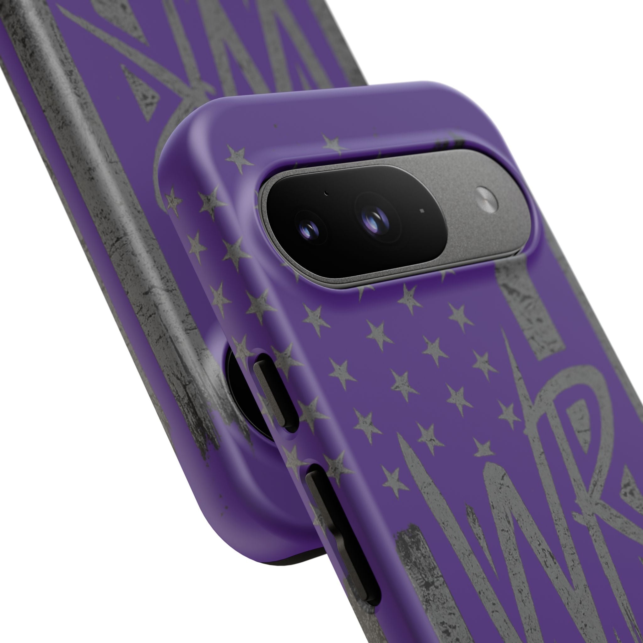 Purple 'WR' flag tough phone case by Printify, featuring a durable design with vibrant colors and precise cutouts.