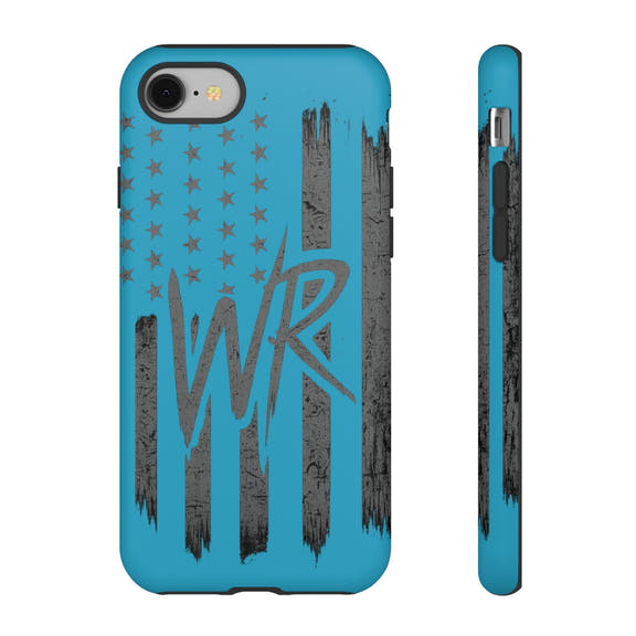 Patriotic blue 'WR' flag tough phone case by Printify, featuring a durable design with vibrant colors and a secure fit.