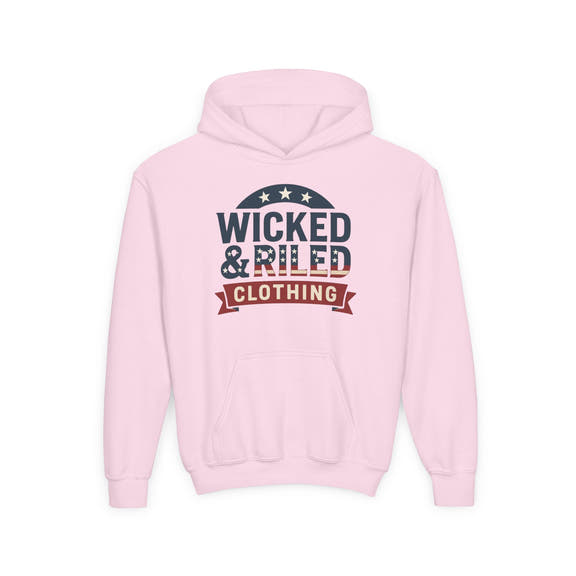 Wicked & Riled Youth Hoodie Patriotic Vintage Logo Sweatshirt - Wicked & Riled Clothing