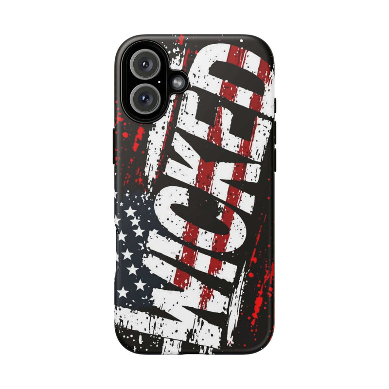 Distressed American flag phone case with "VETERAN" graphic, showcasing rugged patriotic design by Printify.