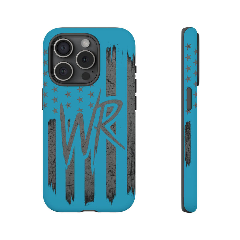 Patriotic blue 'WR' flag tough phone case by Printify, featuring a durable design and vibrant flag print.