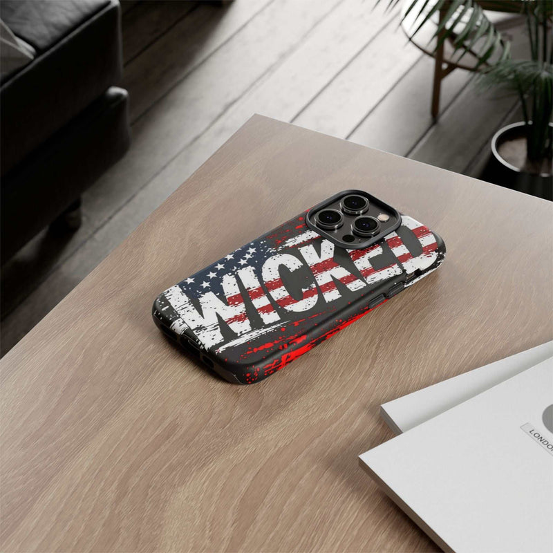 Distressed American flag phone case with "VETERAN" graphic by Printify, showcasing rugged patriotic design for protection.