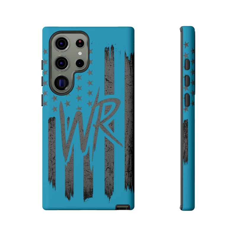 Patriotic blue 'WR' flag tough phone case by Printify, showcasing a durable design with vibrant flag graphics.