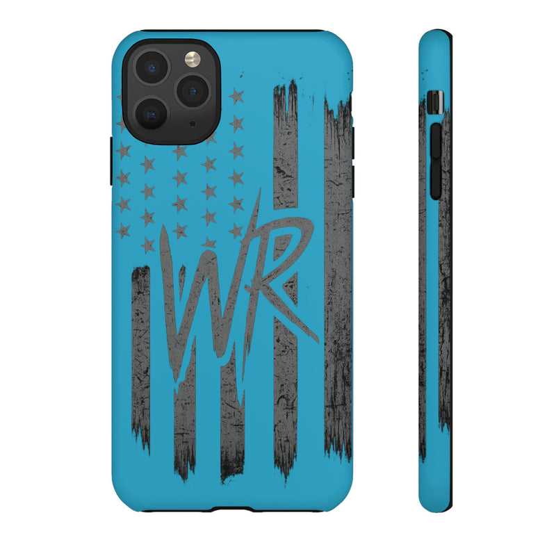 Patriotic blue 'WR' flag tough phone case by Printify, featuring a durable design with vibrant flag graphics.
