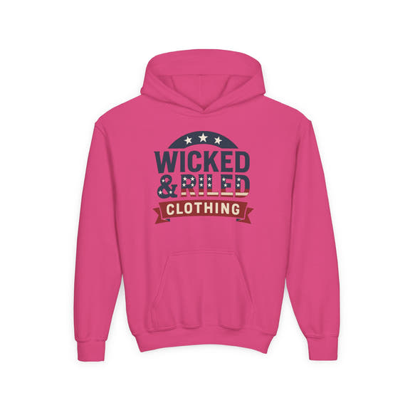 Wicked & Riled Youth Hoodie Patriotic Vintage Logo Sweatshirt - Wicked & Riled Clothing