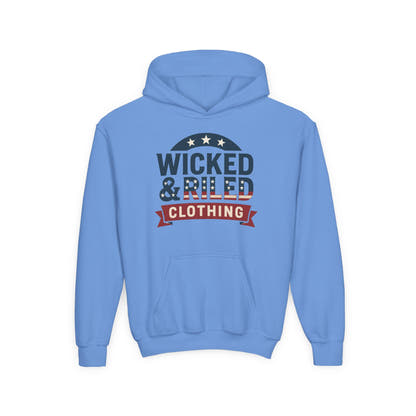 Wicked & Riled Youth Hoodie Patriotic Vintage Logo Sweatshirt - Wicked & Riled Clothing