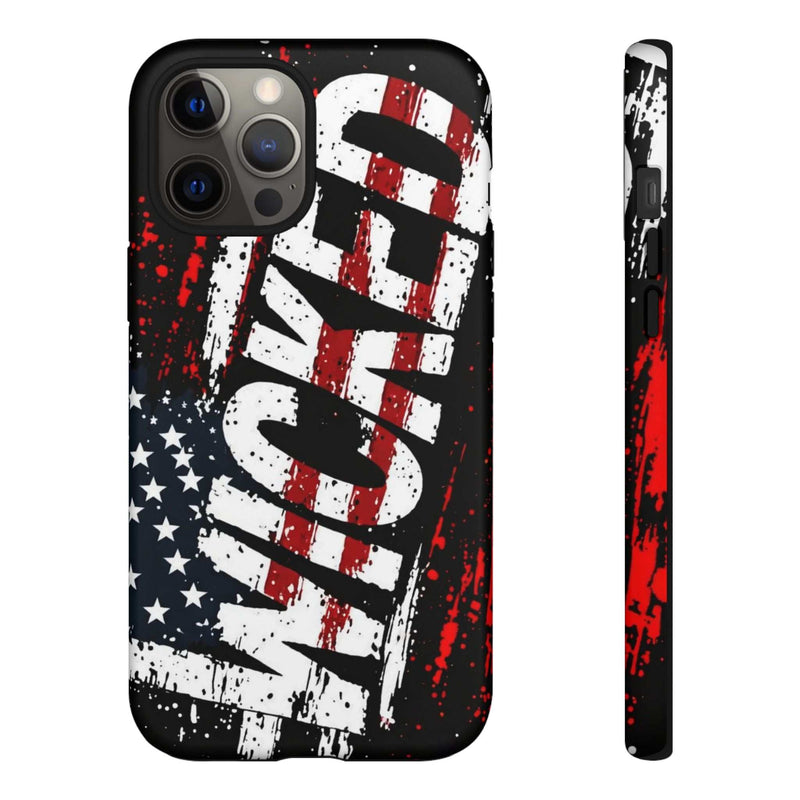 Distressed American flag phone case featuring "VETERAN" graphic by Printify, designed for rugged protection.