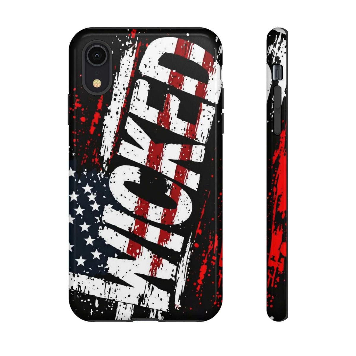 Distressed American Flag phone case with "VETERAN" graphic, showcasing rugged patriotic design by Printify.