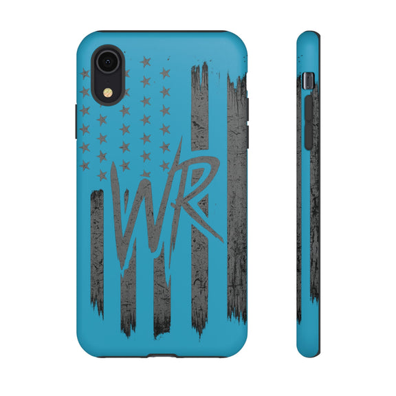 Patriotic blue 'WR' flag tough phone case by Printify, showcasing a durable design with vibrant flag details.