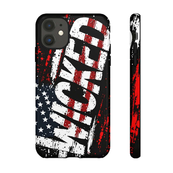 Distressed American flag phone case with "VETERAN" graphic by Printify, featuring rugged protective design.