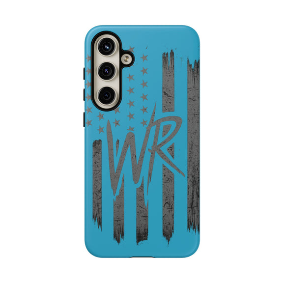 Patriotic blue 'WR' flag tough phone case by Printify with durable design and vibrant colors.