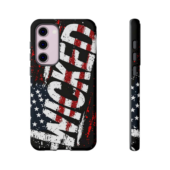 Distressed American flag phone case with "VETERAN" graphic by Printify, offering rugged patriotic protection for smartphones.
