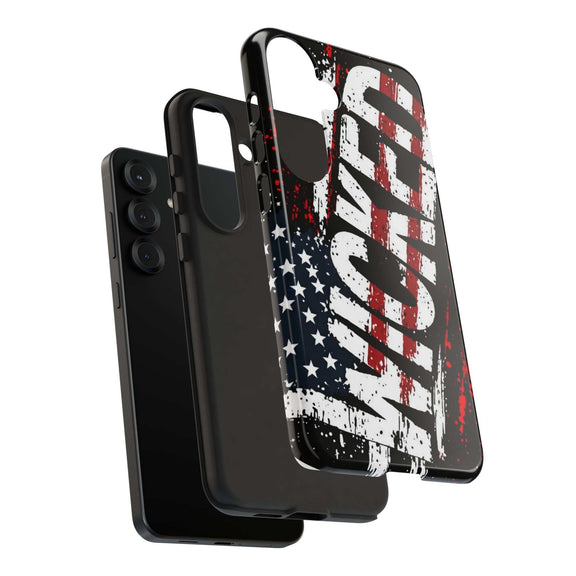 Distressed American flag phone case with "VETERAN" graphic by Printify, showcasing rugged patriotic design and protection.